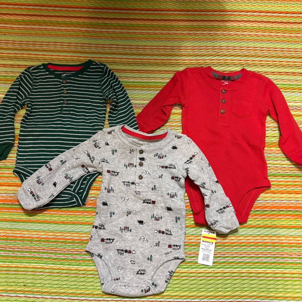 Assorted Christmas Kids Onesies - Red, Green, Gray